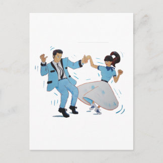 zweefdanser met poodle rok en zadelschoenen briefkaart