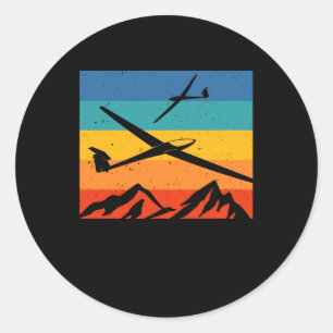 Zweefvliegende zweefvliegtuigpiloot ronde sticker