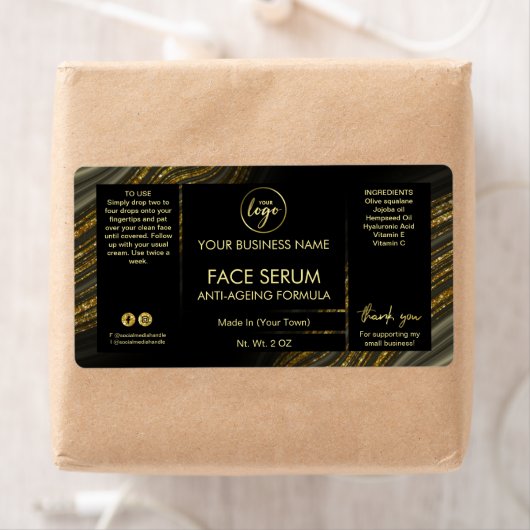 ZweepAgate Black Gold Face Hair Serum Label (Insitu)