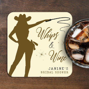Zweepjes & Wijn Cowgirl Bruidsdouche Vierkante Kartonnen Onderzetter