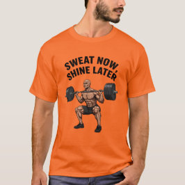 Zweet nu schijnen later Barbell Squat Motivatie T-shirt