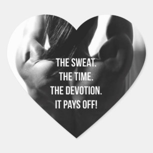 Zweet, Tijd, Devotie Vrouwen Workout Motivatie Hart Sticker