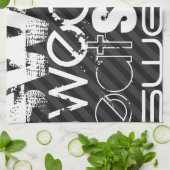 Zweet; Zwarte & Donkergrijze strepen Theedoek (Gevouwen)