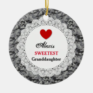 Zweetste kleindochter Silver Black Camo A5 Keramisch Ornament
