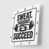 Zweetworsteling Succesvolle Barbell Workout Vierkante Klok (Hoek)