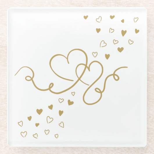 Zwei Herzen  Glazen Onderzetter (Voorkant)