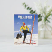Zweisimmen, Bernese Oberland, Zwitserland, ski Briefkaart (Staand voorkant)