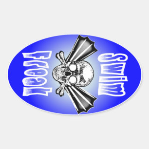 Zwem Freak Ovale Sticker