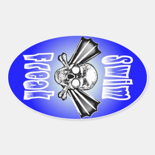 Zwem Freak Ovale Sticker (Voorkant)