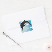 Zwem Met Dolfijnen Vierkante Sticker (Envelop)