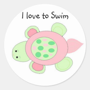 Zwem Schildpad Ronde Sticker