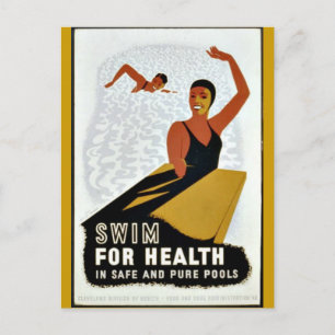 Zwem voor Gezondheid - Oude WPA-poster Briefkaart