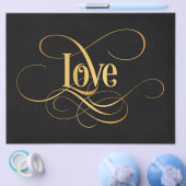 Zwematisch Script Calligraphy Love Gold op Black Flyer (Enkel)