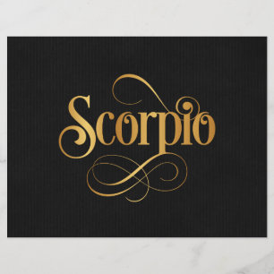 Zwematisch script voor Zodiac Sign Scorpio Gold op Flyer