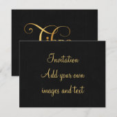 Zwematisch script Zodiac Sign Libra Gold op Black Kaart (Voorkant / Achterkant)