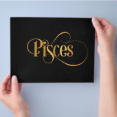 Zwematisch script Zodiac Sign Pisces Gold op Black Flyer (Hand)