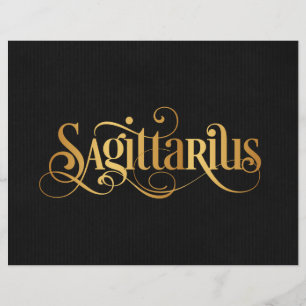 Zwematisch script Zodiac Sign Sagittarius Gold Bla Flyer