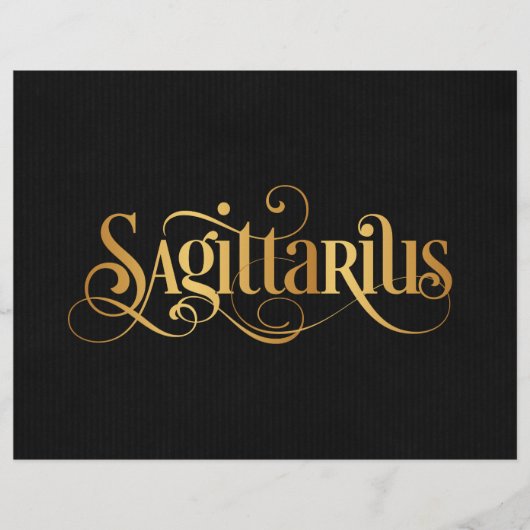 Zwematisch script Zodiac Sign Sagittarius Gold Bla Flyer (Voorkant)