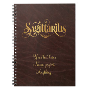 Zwematisch script Zodiac Sign Sagittarius Gold Lea Notitieboek