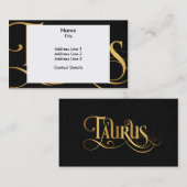 Zwematisch script Zodiac Sign Taurus Gold op Black Visitekaartje (Voorkant / Achterkant)