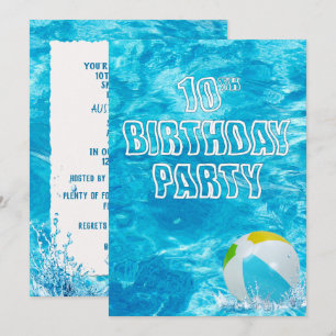 Zwembad 10e Verjaardag Feest Uitnodiging