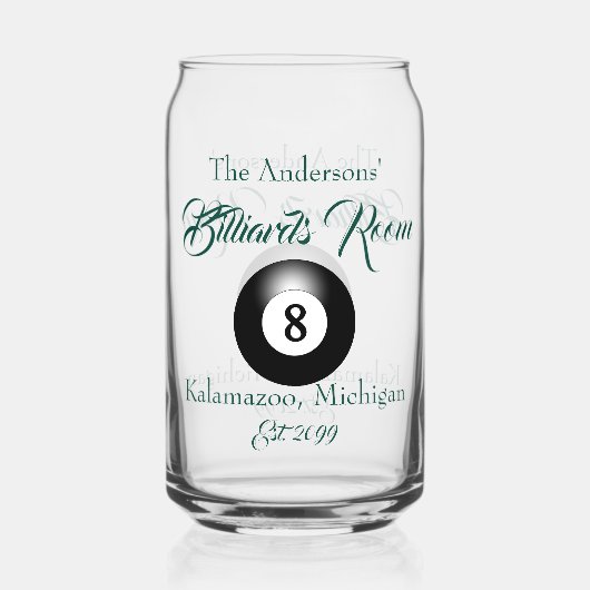 Zwembad biljart kamer 8 bal Drinkware bier Blikvorm Glas (Voorkant)