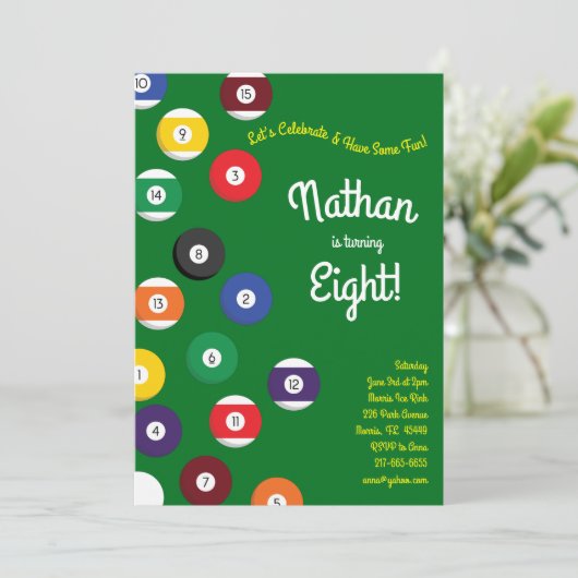 Zwembad Biljart Kids Verjaardagsfeest Sport Kaart (Staand voorkant)