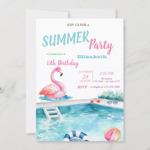 Zwembad Bril Flamingo's Verjaardagsfeestje Zomer Kaart