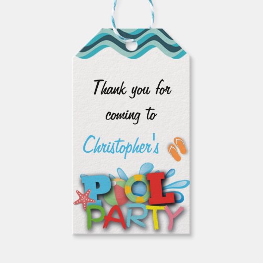Zwembad Dank u Cadeau Label Cadeaulabel (Voorkant)