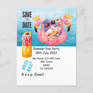 Zwembad Feest met Drink in het zwembad Briefkaart