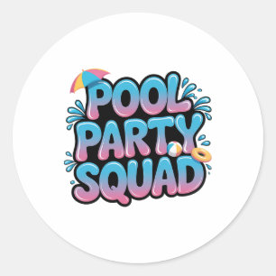 Zwembad Feest Team Zomer Verjaardag Cruise Vakanti Ronde Sticker