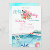 Zwembad Float Bril Bloemen Verjaardagsfeest Kaart (Voorkant / Achterkant)