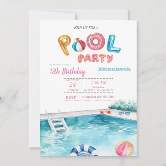 Zwembad Float Bril Zwembad Verjaardagsfeest Kaart (Voorkant)