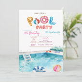 Zwembad Float Bril Zwembad Verjaardagsfeest Kaart (Staand voorkant)