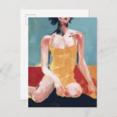  zwembad - Geel zwempak Briefkaart (Voorkant / Achterkant)