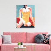 zwembad - Geel zwempak Canvas Afdruk (Insitu (Woonkamer))