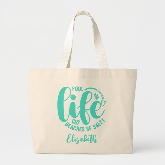 Zwembad Life Turquoise Grote Tote Bag (Voorkant)