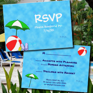 Zwembad of Beach Party 3.5x5 bewerkbare RSVP-kaart Kaart