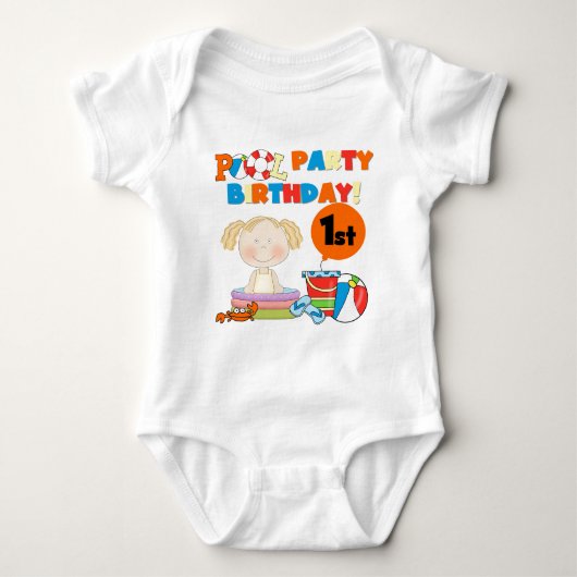 Zwembad Party 1e Verjaardag T-shirts en geschenken (Voorkant)