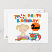 Zwembad Party 2e Verjaardag Tshirts en geschenken Uitnodiging Briefkaart (Voorkant / Achterkant)