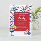 Zwembad Party BBQ 4 juli uitnodiging (Staand voorkant)