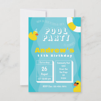 Zwembad Party - Kinder thema verjaardagsfeestuitno Kaart