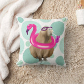 Zwembad Party Leuke Capybara met roze flamingo vlo Kussen (Deken)