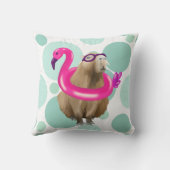 Zwembad Party Leuke Capybara met roze flamingo vlo Kussen (Achterkant)