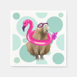 Zwembad Party Leuke Capybara met roze flamingo vlo Servet