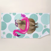 Zwembad Party Leuke Capybara met roze flamingo vlo Strandlaken (Voorkant)