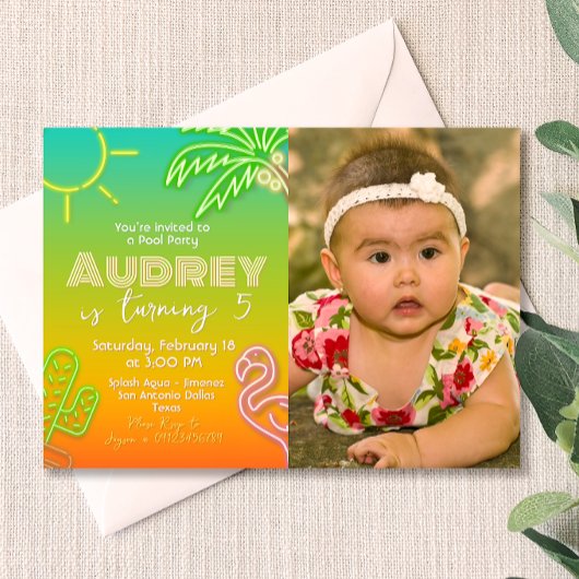 Zwembad Party Neon - Tropisch - Aloha Kaart