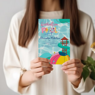 Zwembad Party Strand Graduation Party Kaart