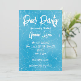 Zwembad Party Sweet 16 Water Blue Minimalist Bday Kaart