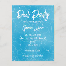 Zwembad Party Sweet 16 Water Blue Minimalist Bday